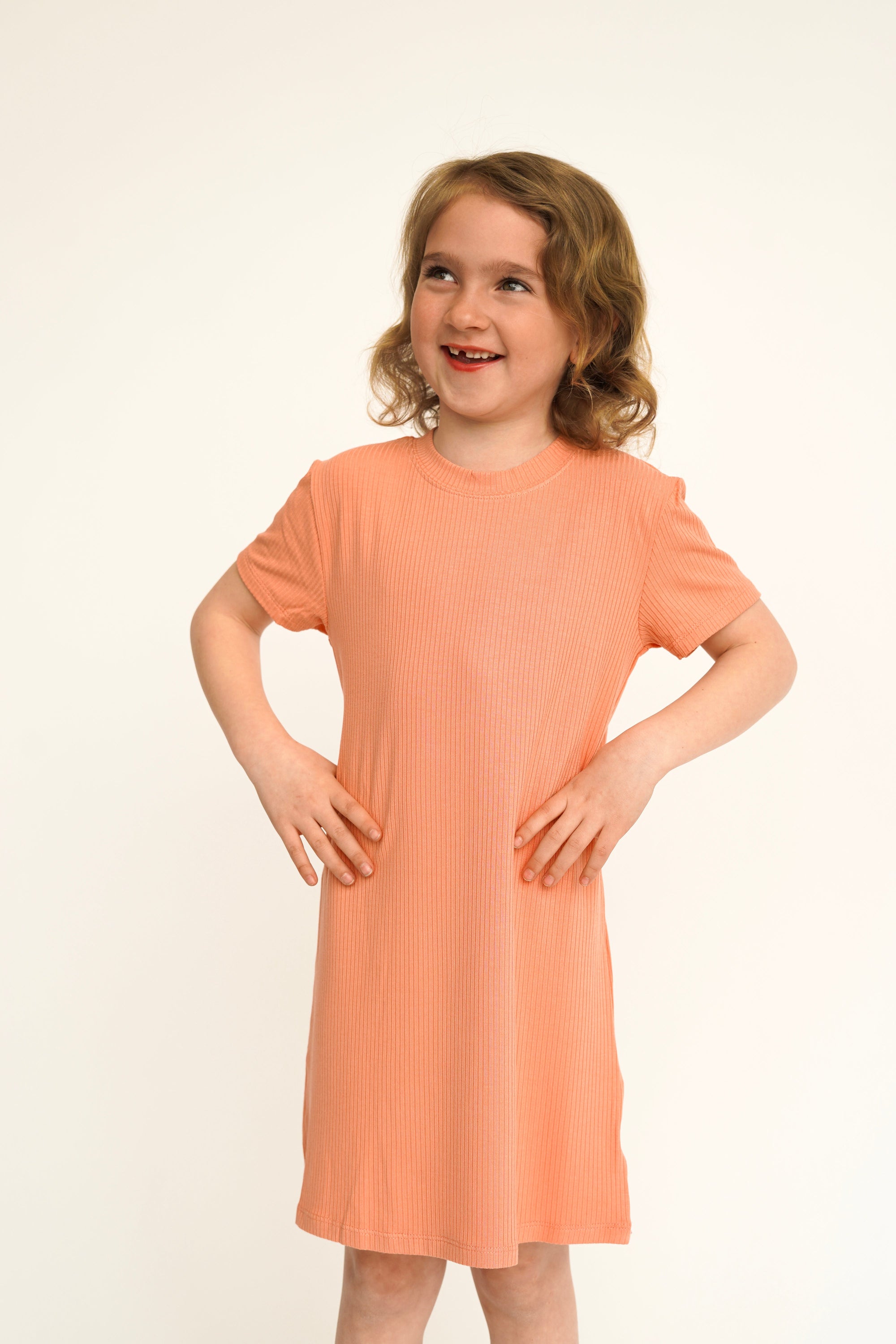 Robe t-shirt enfant - corail