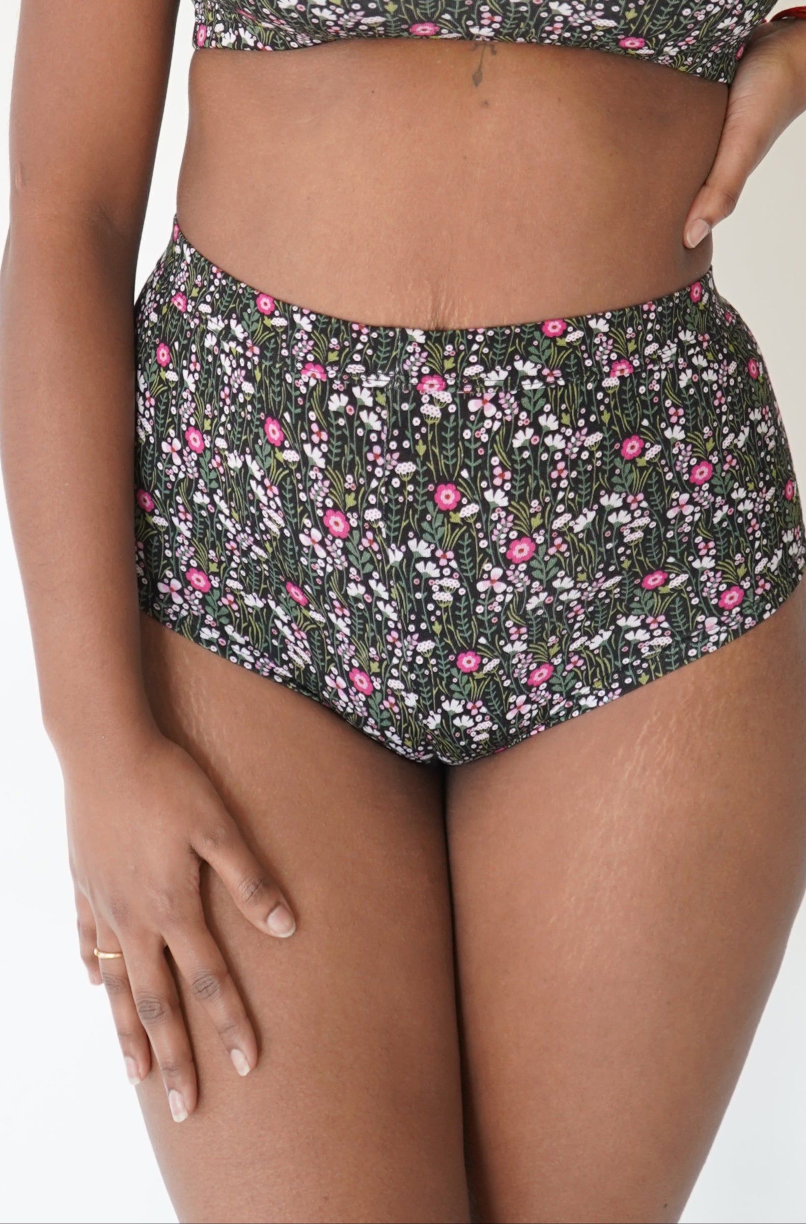 Shorty cheeky taille haute - Fleuri