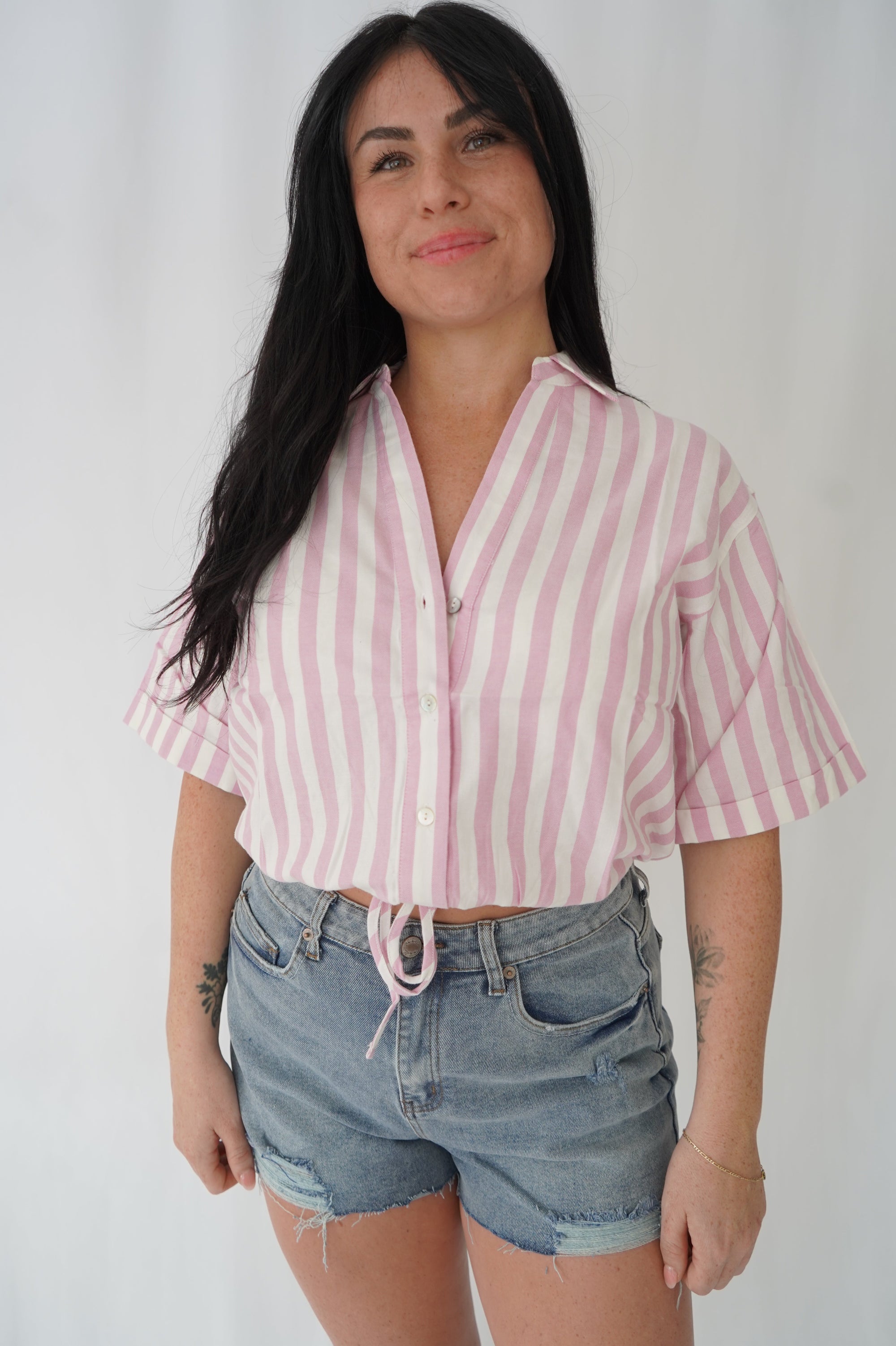 Chemise popsicle - Rayé rose