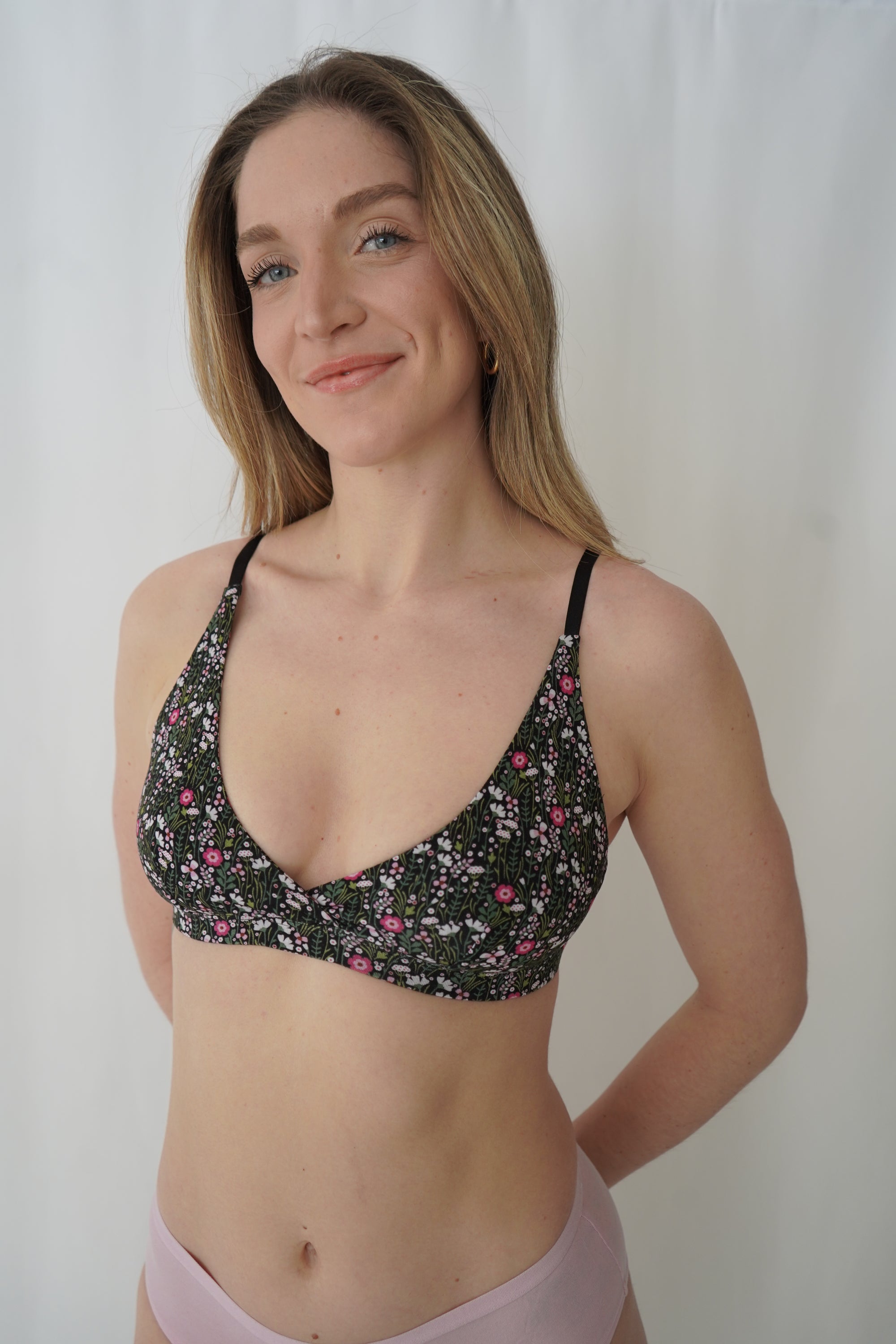 Bralette croisée avec attaches - Fleuri