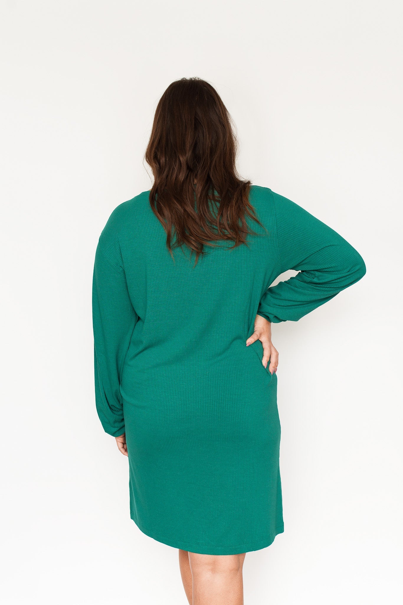 Robe manches longues en rib - Émeraude