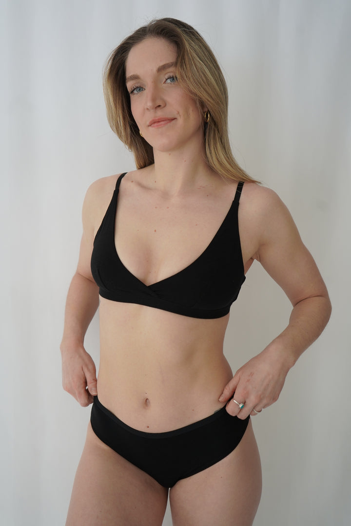 Bralette croisée avec attaches - Noir