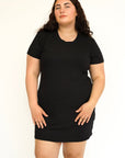 Robe t-shirt en rib femme - Noir