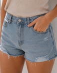 Short en jean foncée - trouée