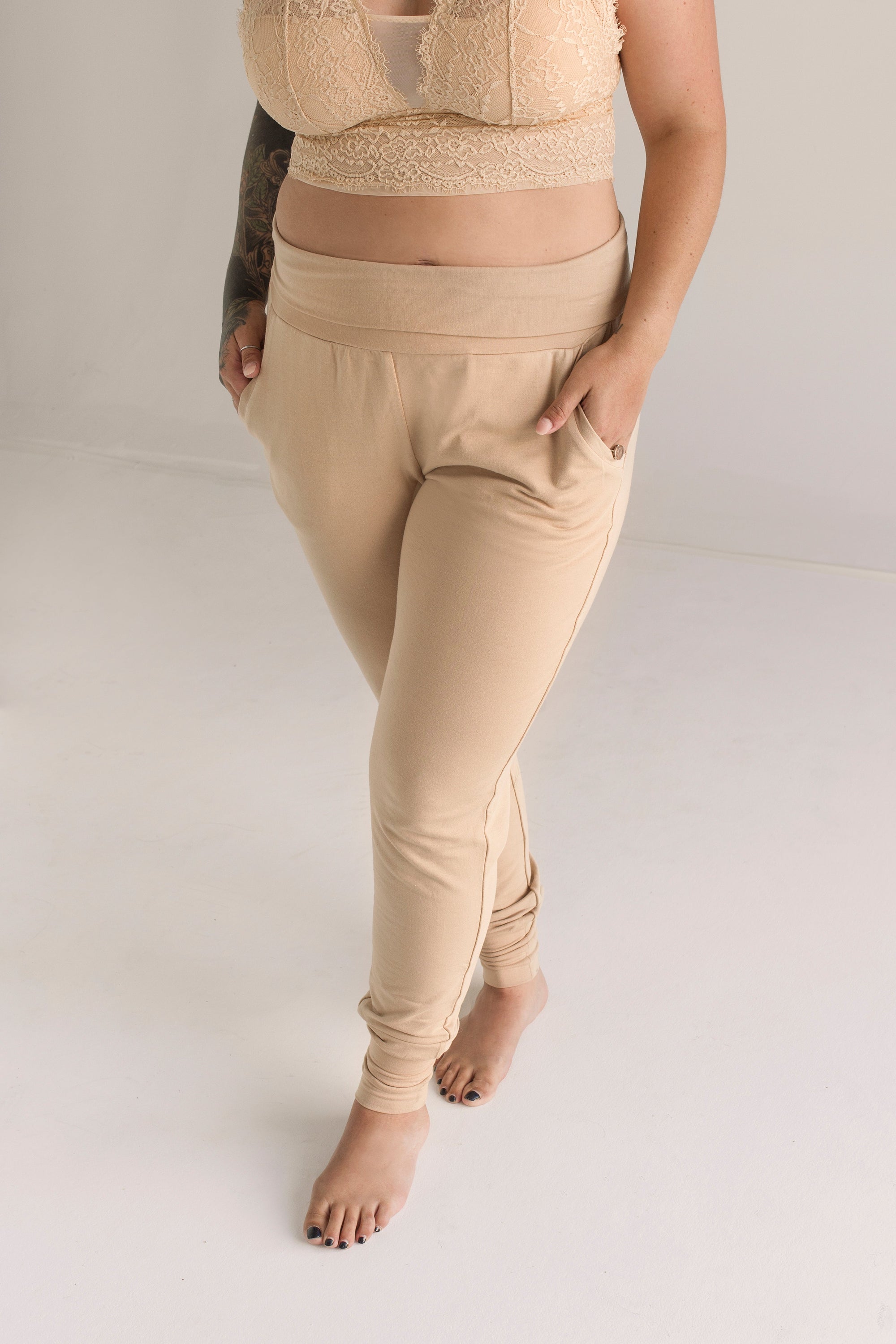 jogger pour femme en bambou beige