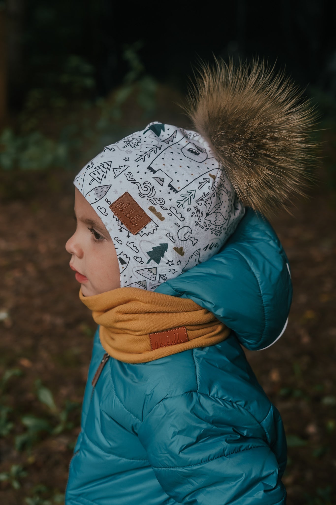 tuque blanche à motif 1-3 ans