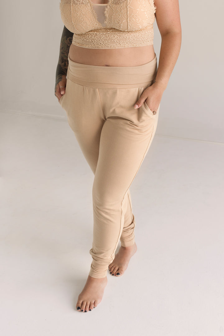 jogger pour femme en bambou beige